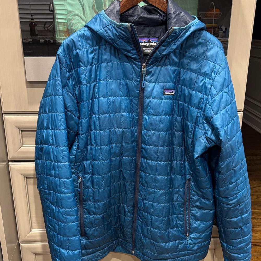 Patagonia Teal Quilted Hooded Jacket